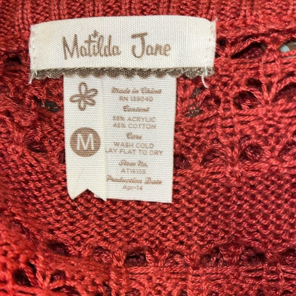 Matilda Jane Crochet Open Front Cardigan Women's boho lagenlook medium fall - Picture 4 of 7